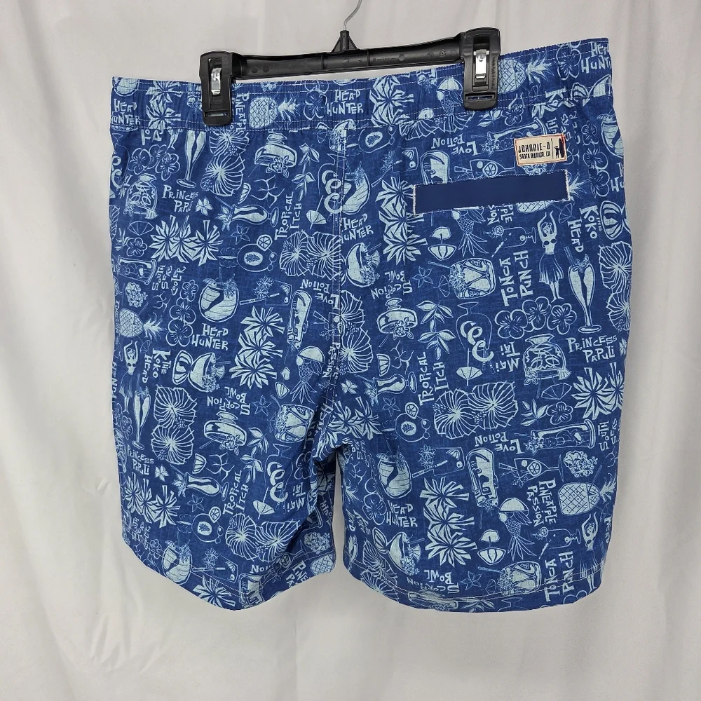 Johnnie O SCORPION BOWL Twilight Tropical Print Full Elastic Swim Trunks 36